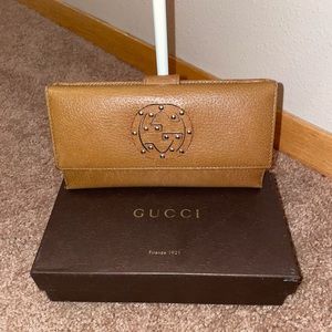 Calfskin Studded Soho Continental Wallet Brown